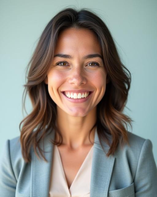 Professional and warm portrait of the founder of Coral Bloom, smiling.